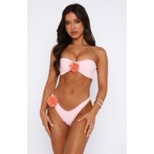 White Fox Boutique Pink Bikini with Floral Accents
